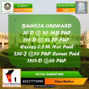Residential Plot for Sale in Phase 2 - D Block -  Bahria Orchard, Lahore - (BP-170316)