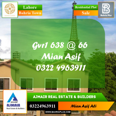 Residential Plot for Sale in Golf Phase 1 -  Bahria Town, Lahore - (BP-170371)