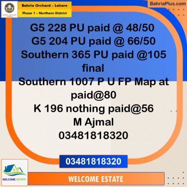 Residential Plot for Sale in Phase 1 - Northern District -  Bahria Orchard, Lahore - (BP-170388)