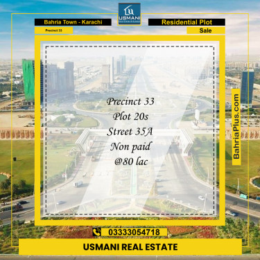 Residential Plot for Sale in Precinct 33 -  Bahria Town, Karachi - (BP-170417)