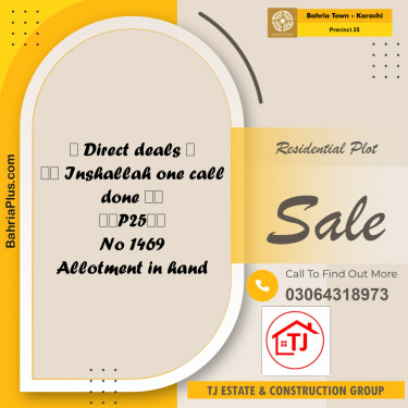 125 Sq. Yards Residential Plot for Sale in Precinct 25 -  Bahria Town, Karachi - (BP-170453)