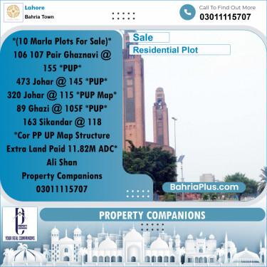 Residential Plot for Sale in Sector F - Ghaznavi Block -  Bahria Town, Lahore - (BP-170574)