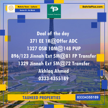 Residential Plot for Sale in Sector D - EE Block -  Bahria Town, Lahore - (BP-170577)