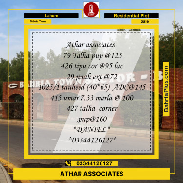 Residential Plot for Sale in Sector F - Talha Block -  Bahria Town, Lahore - (BP-170641)