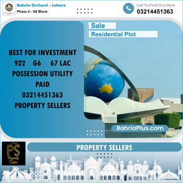 Residential Plot for Sale in Phase 4 - G6 Block -  Bahria Orchard, Lahore - (BP-170664)