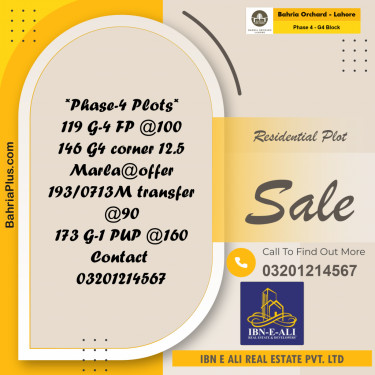 Residential Plot for Sale in Phase 4 - G4 Block -  Bahria Orchard, Lahore - (BP-170693)