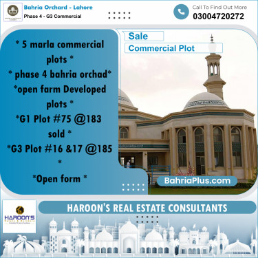 Commercial Plot for Sale in Phase 4 - G3 Commercial -  Bahria Orchard, Lahore - (BP-170714)