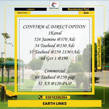 Residential Plot for Sale in Sector C - Jasmine Block -  Bahria Town, Lahore - (BP-170716)