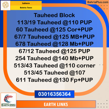 Residential Plot for Sale in Sector F - Tauheed Block -  Bahria Town, Lahore - (BP-170720)