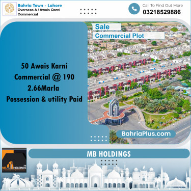 Commercial Plot for Sale in Overseas A / Awais Qarni Commercial -  Bahria Town, Lahore - (BP-170729)