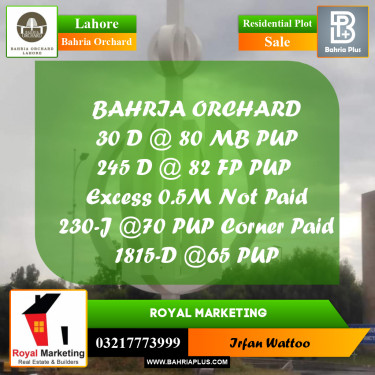 Residential Plot for Sale in Phase 2 - D Block -  Bahria Orchard, Lahore - (BP-170755)