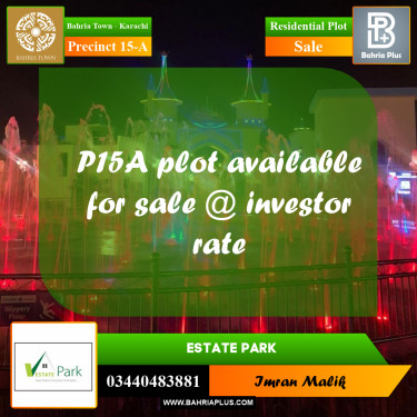 125 Sq. Yards Residential Plot for Sale in Precinct 15-A -  Bahria Town, Karachi - (BP-170804)