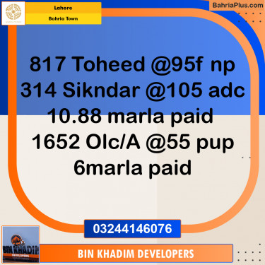 Residential Plot for Sale in Sector F - Tauheed Block -  Bahria Town, Lahore - (BP-170821)