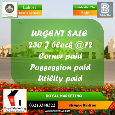 Residential Plot for Sale in Phase 2 - J Block -  Bahria Orchard, Lahore - (BP-170854)