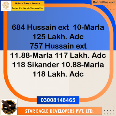 Residential Plot for Sale in Sector C - Nargis/Hussain Ext. -  Bahria Town, Lahore - (BP-170860)