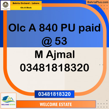 Residential Plot for Sale in OLC-A Block -  Bahria Orchard, Lahore - (BP-170861)