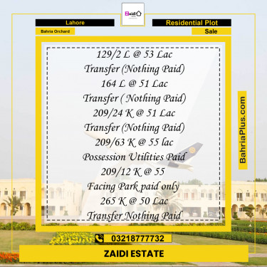 Residential Plot for Sale in Phase 2 - L Block -  Bahria Orchard, Lahore - (BP-170879)