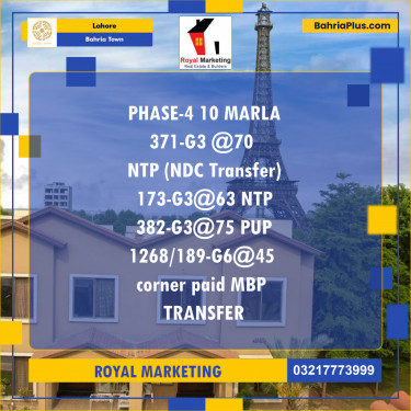 Residential Plot for Sale in Golf Phase 3 -  Bahria Town, Lahore - (BP-170894)