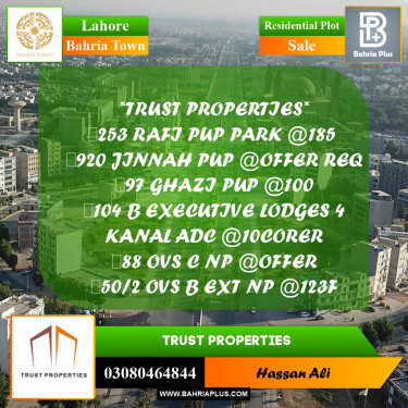 Residential Plot for Sale in Sector E - Rafi Block -  Bahria Town, Lahore - (BP-170913)