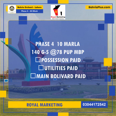 Residential Plot for Sale in Phase 4 - G5 Block -  Bahria Orchard, Lahore - (BP-170930)