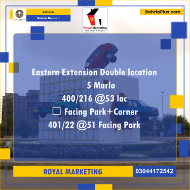 Residential Plot for Sale in Phase 1 - Eastern District Ext. II -  Bahria Orchard, Lahore - (BP-170939)