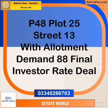Residential Plot for Sale in Precinct 48 -  Bahria Town, Karachi - (BP-170987)