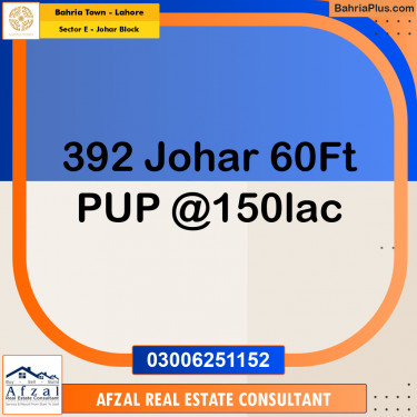 Residential Plot for Sale in Sector E - Johar Block -  Bahria Town, Lahore - (BP-171029)