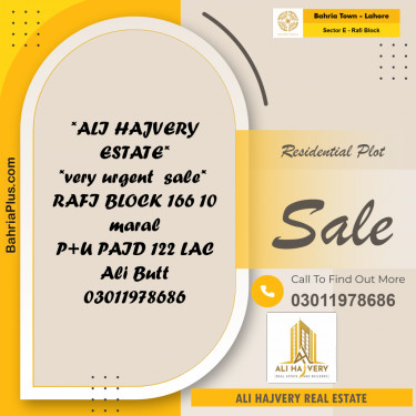 Residential Plot for Sale in Sector E - Rafi Block -  Bahria Town, Lahore - (BP-171134)