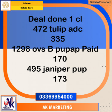 Residential Plot for Sale in Sector C - Tulip Block -  Bahria Town, Lahore - (BP-171178)