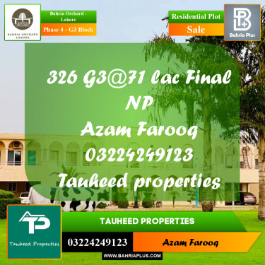 Residential Plot for Sale in Phase 4 - G3 Block -  Bahria Orchard, Lahore - (BP-171328)