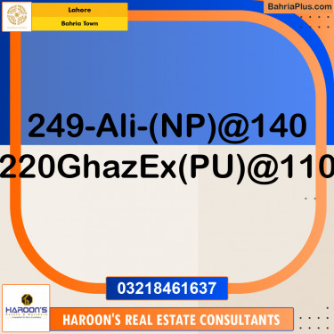 Residential Plot for Sale in Sector B - Ali Block -  Bahria Town, Lahore - (BP-171334)