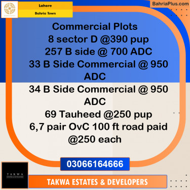 Residential Plot for Sale in Sector C - B Side -  Bahria Town, Lahore - (BP-171344)