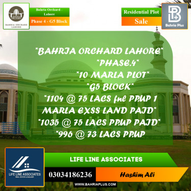 Residential Plot for Sale in Phase 4 - G5 Block -  Bahria Orchard, Lahore - (BP-171372)