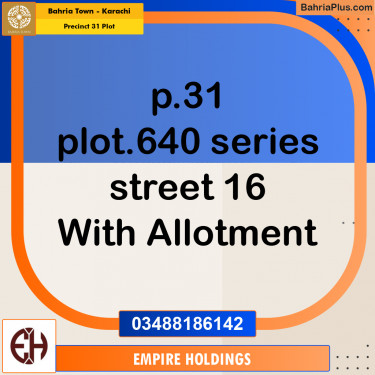 Residential Plot for Sale in Precinct 31 Plot -  Bahria Town, Karachi - (BP-171373)