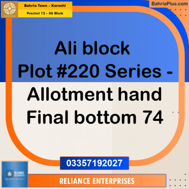 125 Sq. Yards Residential Plot for Sale in Precinct 12 - Ali Block -  Bahria Town, Karachi - (BP-171429)