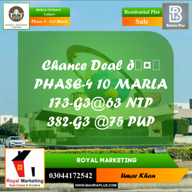 Residential Plot for Sale in Phase 4 - G3 Block -  Bahria Orchard, Lahore - (BP-171528)