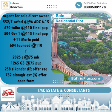 Residential Plot for Sale in Sector B - Safari Villas -  Bahria Town, Lahore - (BP-171546)