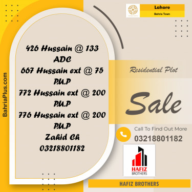 Residential Plot for Sale in Sector C - Nargis/Hussain Block -  Bahria Town, Lahore - (BP-171640)