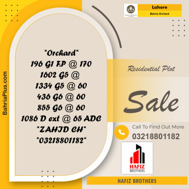 Residential Plot for Sale in Phase 4 - G1 Block -  Bahria Orchard, Lahore - (BP-171642)