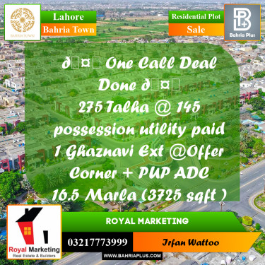 Residential Plot for Sale in Sector F - Talha Block -  Bahria Town, Lahore - (BP-171652)