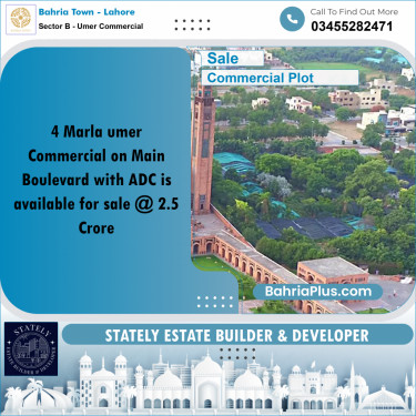 Commercial Plot for Sale in Sector B - Umer Commercial -  Bahria Town, Lahore - (BP-171679)