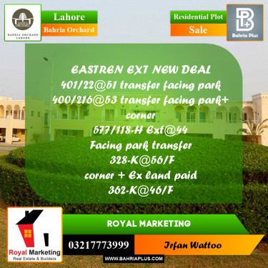 Residential Plot for Sale in Phase 1 - Eastern District -  Bahria Orchard, Lahore - (BP-171708)