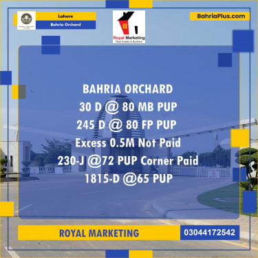 Residential Plot for Sale in Phase 2 - D Block -  Bahria Orchard, Lahore - (BP-171732)