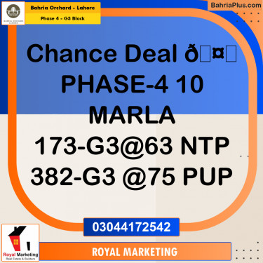 Residential Plot for Sale in Phase 4 - G3 Block -  Bahria Orchard, Lahore - (BP-171738)