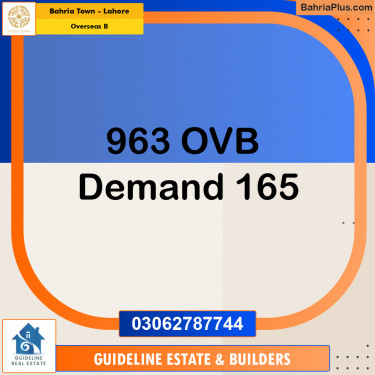 Residential Plot for Sale in Overseas B -  Bahria Town, Lahore - (BP-171804)