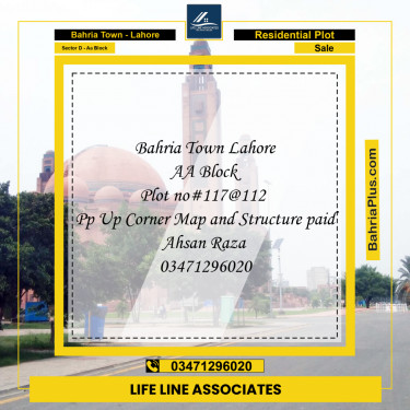 Residential Plot for Sale in Sector D - AA Block -  Bahria Town, Lahore - (BP-171845)