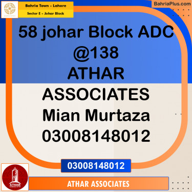 Residential Plot for Sale in Sector E - Johar Block -  Bahria Town, Lahore - (BP-171951)