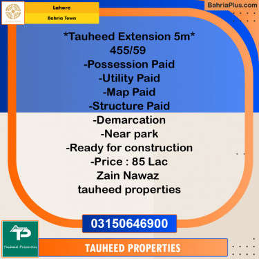 Residential Plot for Sale in Sector F - Tauheed Block -  Bahria Town, Lahore - (BP-171978)