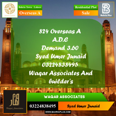 Residential Plot for Sale in Overseas A -  Bahria Town, Lahore - (BP-172006)