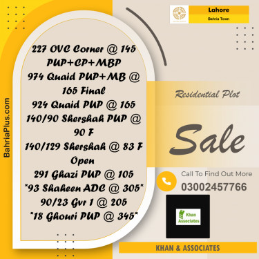 Residential Plot for Sale in Overseas C -  Bahria Town, Lahore - (BP-172021)